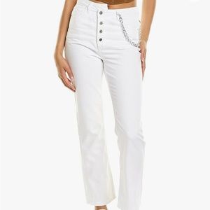 Women’s we wore what white denim jeans with chain detail. Size 27 NWT.